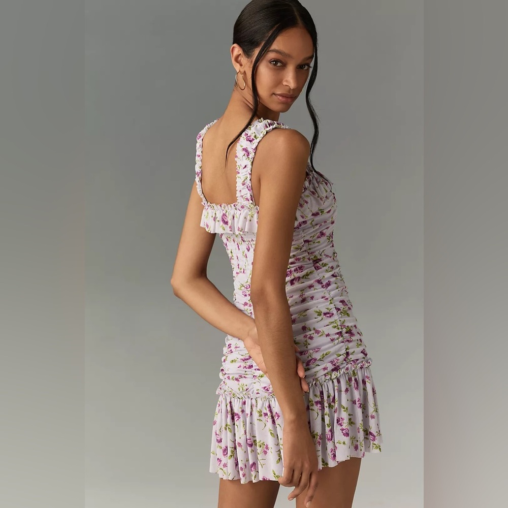 By Anthropologie Sleeveless Square-Neck Ruched Mini Dress - Picture 3 of 8